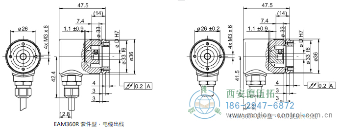 EAM360-K - SSI磁式絕對值重載編碼器外形及安裝尺寸(編碼器套件) - 西安德伍拓自動化傳動系統有限公司