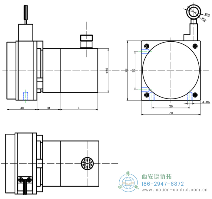 PCS78D/PCS78P拉線編碼器的外形及安裝尺寸 - 西安德伍拓自動化傳動系統有限公司