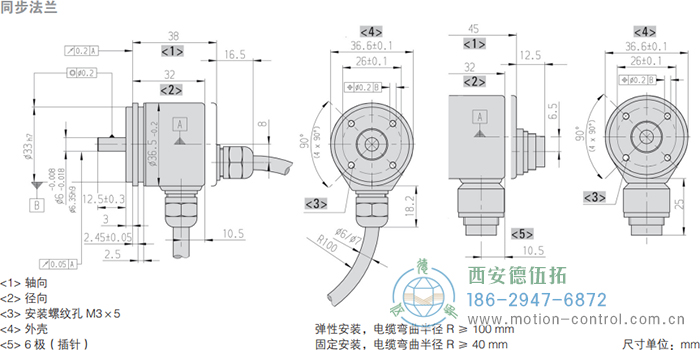 RI36-O實(shí)心軸光電增量通用編碼器外形及安裝尺寸(同步法蘭) - 西安德伍拓自動(dòng)化傳動(dòng)系統(tǒng)有限公司