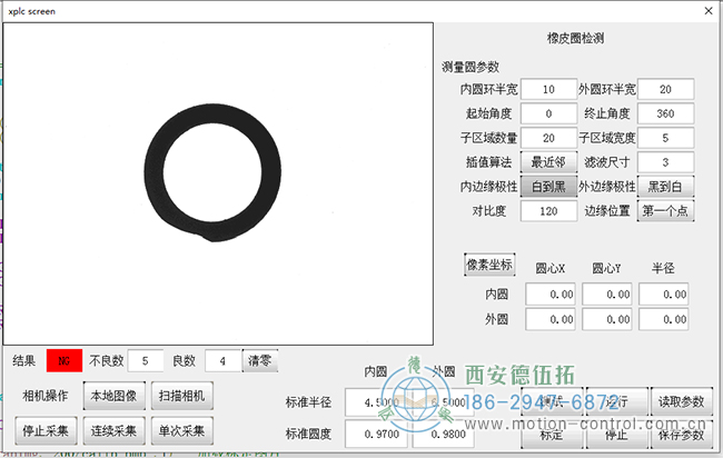 顯示檢測橡膠密封圈檢測結果和統計今日生產橡膠密封圈的良品和不良品數據